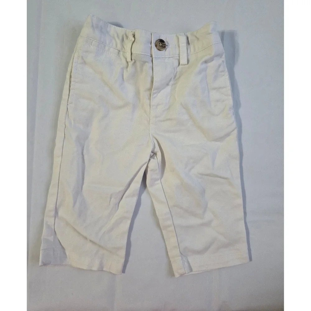 Ralph Lauren Baby Boys Cream White Chino Pants Size 6M Elastic Waist Trousers